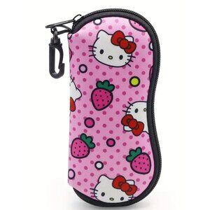 Hello Kitty Soft Glasses Case Zipper Closure with Hook, Dust-Proof Eyewear Pouch